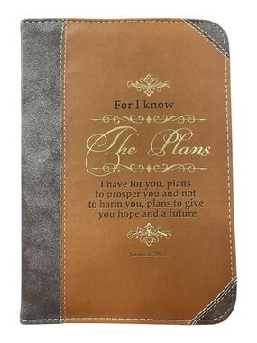 Jeremiah 29:11 Faux Leather Journal - Brown & Gray Bible Cover